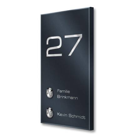 Metzler Türklingel Aufputz Zweifamilienhaus | Gravur optional | RAL 7016 Anthrazitgrau | Alan M2