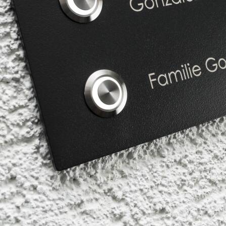 Metzler Türklingel Zweifamilienhaus Anthrazit Gravur + LED-Taster | Stella M2