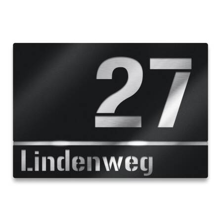 Hausnummernschild aus Edelstahl Schwarz matt