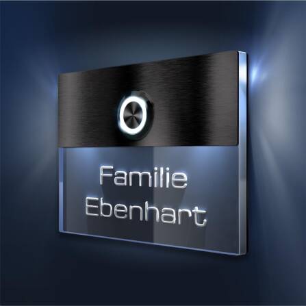 Campanello in acciaio inox antracite con incisione 3D + pulsante LED | Sena XL