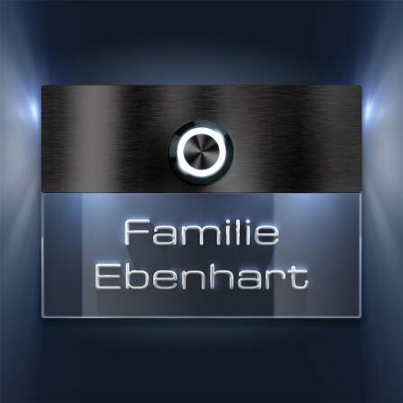 Campanello in acciaio inox antracite con incisione 3D + pulsante LED | Sena XL