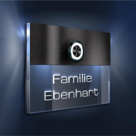 Campanello in acciaio inox antracite con incisione 3D + pulsante LED | Sena XL