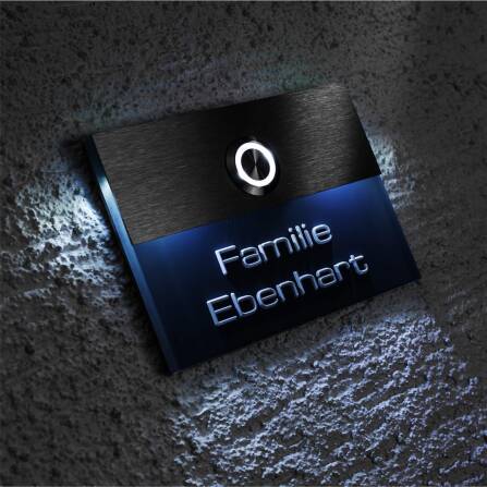 Campanello in acciaio inox antracite con incisione 3D + pulsante LED | Sena XL