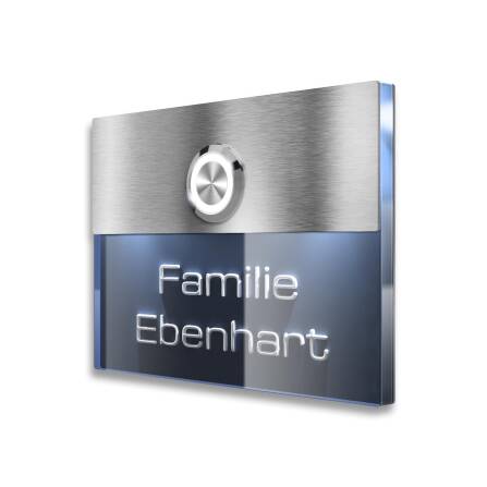 Campanello in acciaio inox antracite con incisione 3D + pulsante LED | Sena XL