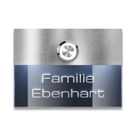 Campanello in acciaio inox antracite con incisione 3D + pulsante LED | Sena XL