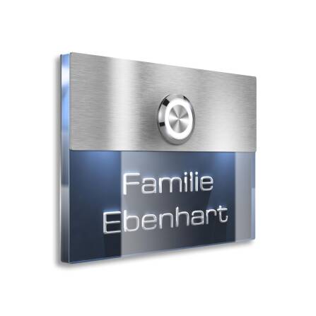 Campanello in acciaio inox antracite con incisione 3D + pulsante LED | Sena XL