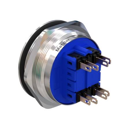Metzler - Drucktaster 40mm - IP67 IK10 - Edelstahl - 2-polig - Flach - Lötkontakte