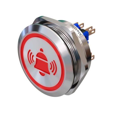 Metzler - Drucktaster 40mm - LED Symbol Glocke Rot - IP67...