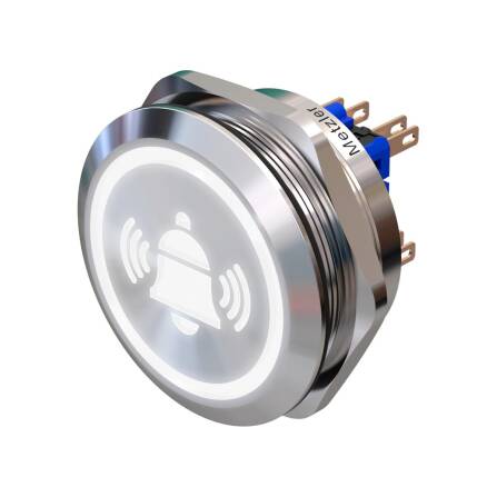 Metzler - Drucktaster 40mm - LED Symbol Glocke Weiß...