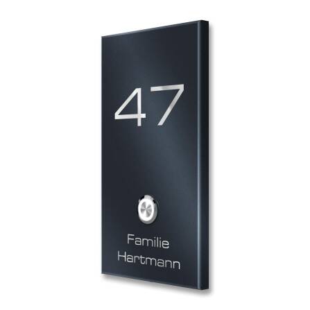 Metzler Sonnette saillie anthracite Gravure Bouton poussoir LED | Alan